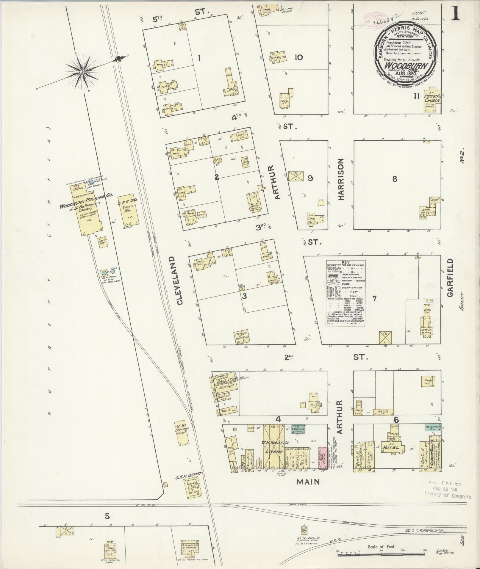 Sanborn Fire Insurance Map from Woodburn, Marion County, Oregon. (1890) – Historic Sanborn Fire Insurance Map Print