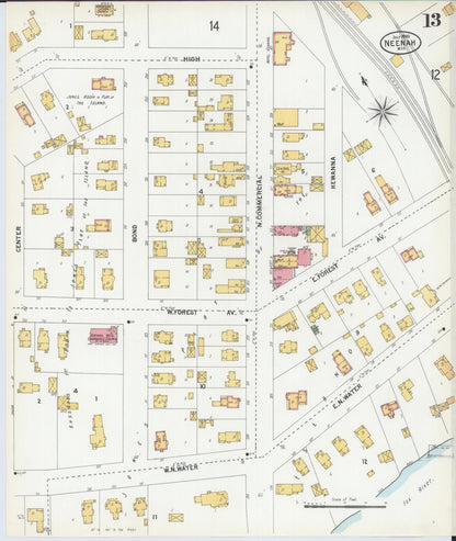 Sanborn Fire Insurance Map from Neenah, Winnebago County, Wisconsin (1900), Sheet #0013 - Historic Sanborn Fire Insurance Map Print, vintage old map wall art, antique decor, genealogy gift, Wisconsin Wisconsin map