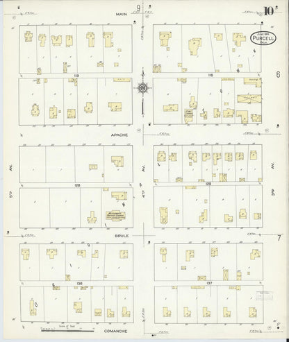Sanborn Fire Insurance Map from Purcell, McClain County, Oklahoma (1914), Sheet #0010 - Complete Map Set gallery image, historic Sanborn map, vintage wall art, Oklahoma Oklahoma