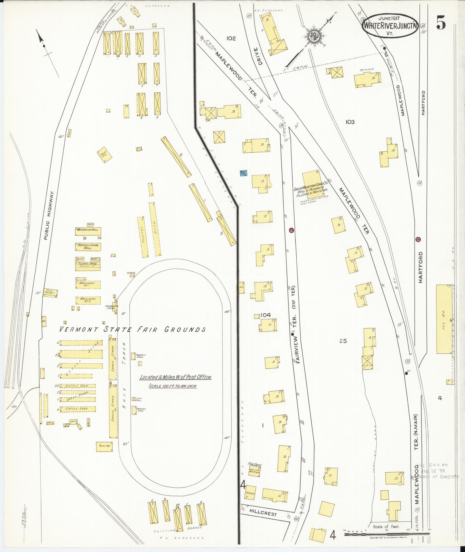Sanborn Fire Insurance Map from White River Junction, Windsor County, Vermont (1917), Sheet #0005 - Complete Map Set gallery image, historic Sanborn map, vintage wall art, Vermont Vermont