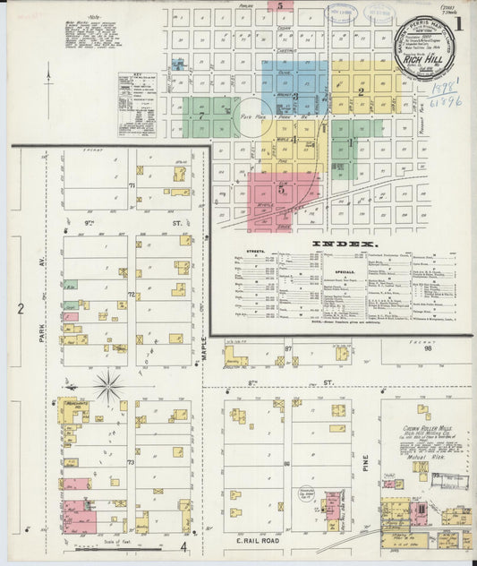 Sanborn Fire Insurance Map from Rich Hill, Bates County, Missouri (1898), Sheet #0001 - Complete Map Set gallery image, historic Sanborn map, vintage wall art, Missouri Missouri