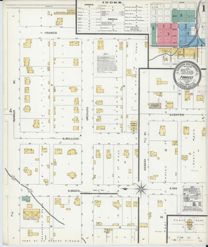 Sanborn Fire Insurance Map from Forrest, Livingston County, Illinois (1906), Sheet #0001 - Historic Sanborn Fire Insurance Map Print, vintage old map wall art, antique decor, genealogy gift, Illinois Illinois map