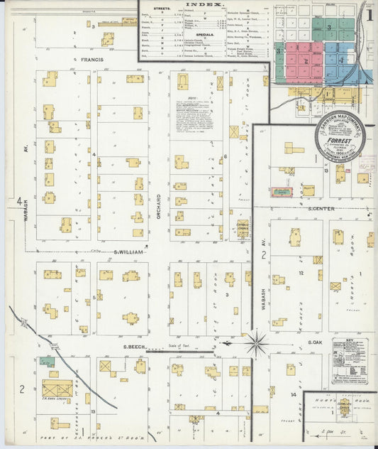Sanborn Fire Insurance Map from Forrest, Livingston County, Illinois (1906), Sheet #0001 - Historic Sanborn Fire Insurance Map Print, vintage old map wall art, antique decor, genealogy gift, Illinois Illinois map