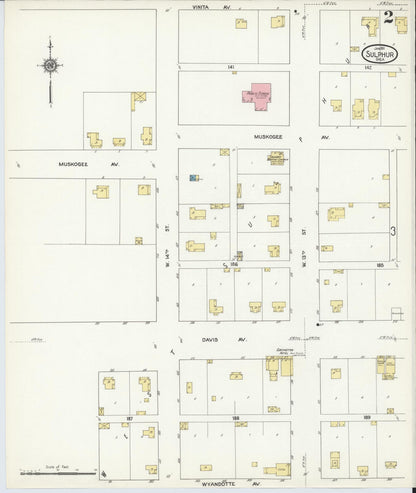 Sanborn Fire Insurance Map from Sulphur, Murray County, Oklahoma (1911), Sheet #0002 - Complete Map Set gallery image, historic Sanborn map, vintage wall art, Oklahoma Oklahoma