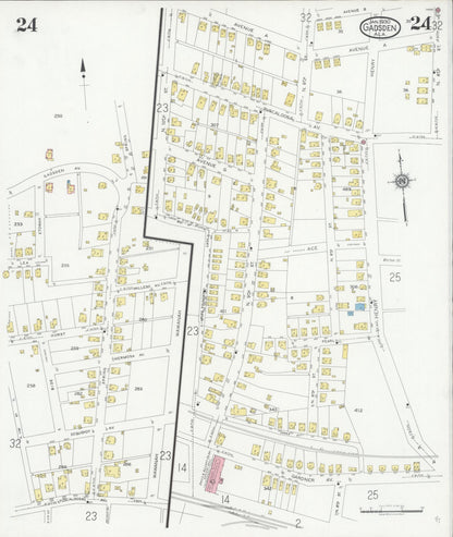 Sanborn Fire Insurance Map from Gadsden, Etowah County, Alabama (1930), Sheet #0024 - Complete Map Set gallery image, historic Sanborn map, vintage wall art, Alabama Alabama