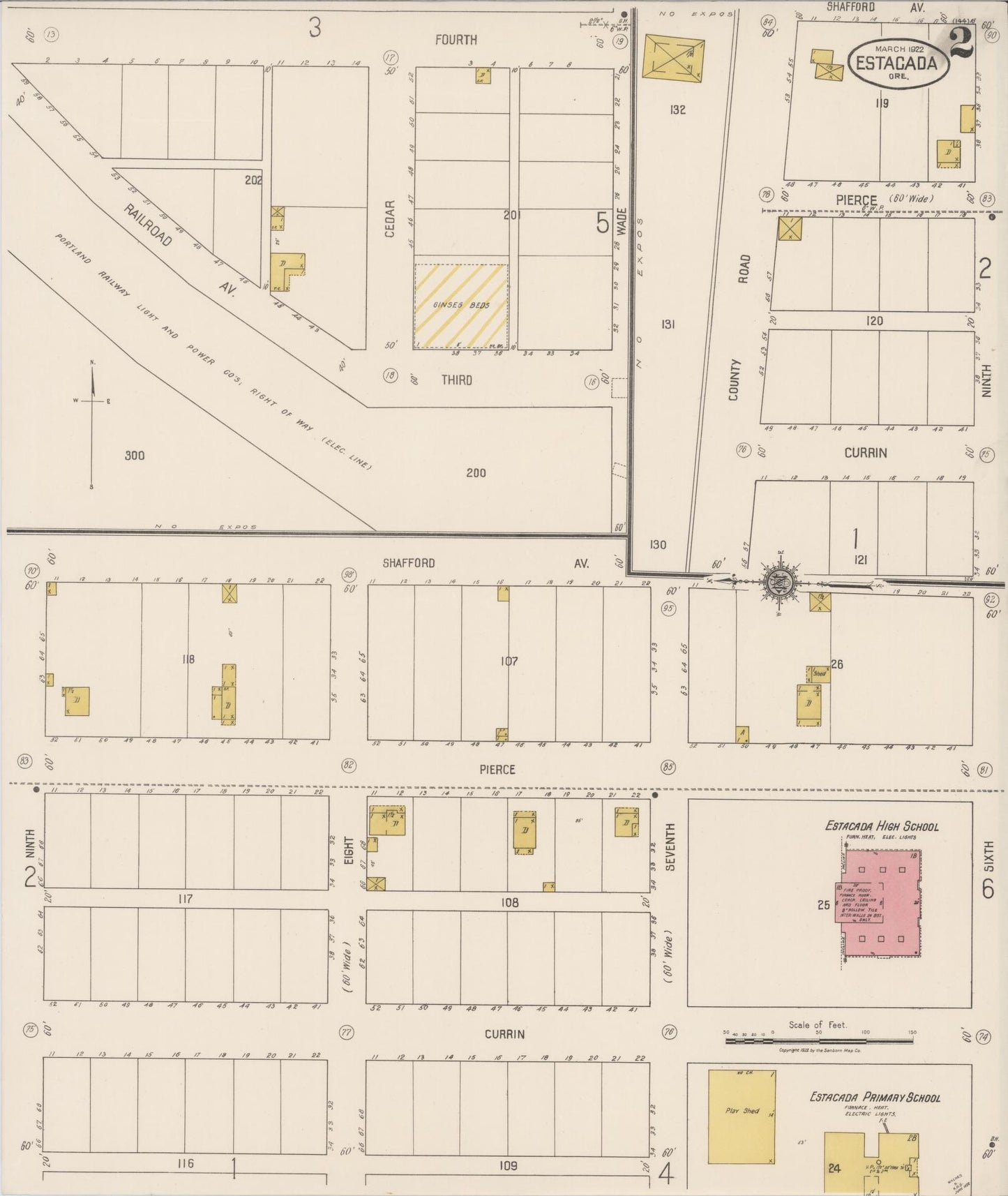 Sanborn Fire Insurance Map from Estacada, Clackamas County, Oregon (1922), Sheet #0002 - Complete Map Set gallery image, historic Sanborn map, vintage wall art, Oregon Oregon
