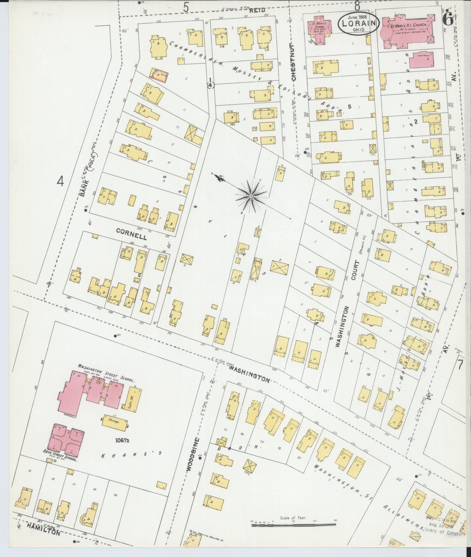 Sanborn Fire Insurance Map from Lorain, Lorain County, Ohio (1905), Sheet #0006 - Historic Sanborn Fire Insurance Map Print, vintage old map wall art, antique decor, genealogy gift, Ohio Ohio map