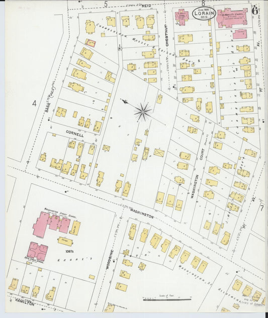 Sanborn Fire Insurance Map from Lorain, Lorain County, Ohio (1905), Sheet #0006 - Historic Sanborn Fire Insurance Map Print, vintage old map wall art, antique decor, genealogy gift, Ohio Ohio map