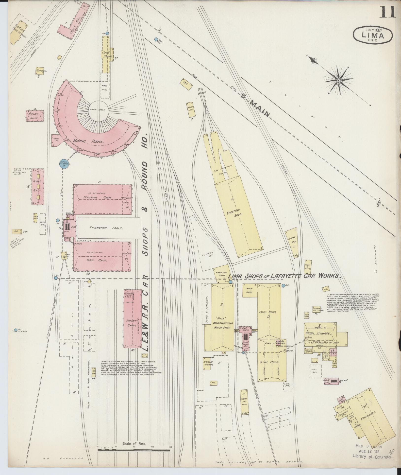 Sanborn Fire Insurance Map from Lima, Allen County, Ohio (1887), Sheet #0011 - Complete Map Set gallery image, historic Sanborn map, vintage wall art, Ohio Ohio