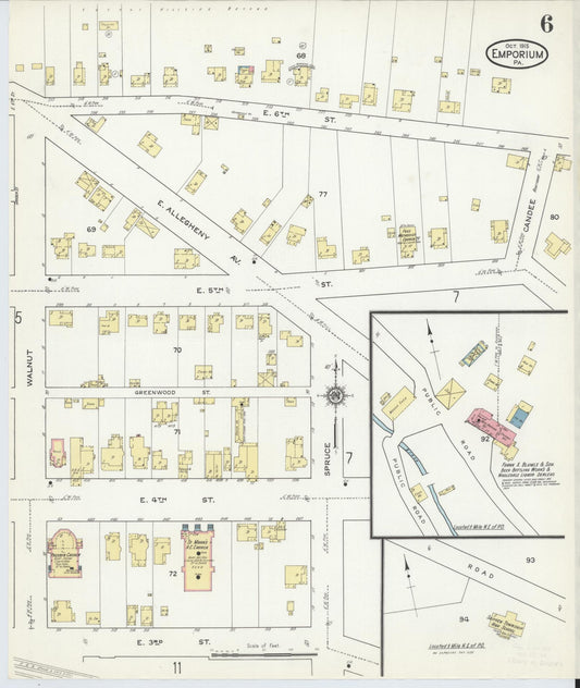 Sanborn Fire Insurance Map from Emporium, Cameron County, Pennsylvania (1915), Sheet #0006 - Historic Sanborn Fire Insurance Map Print, vintage old map wall art, antique decor, genealogy gift, Pennsylvania Pennsylvania map