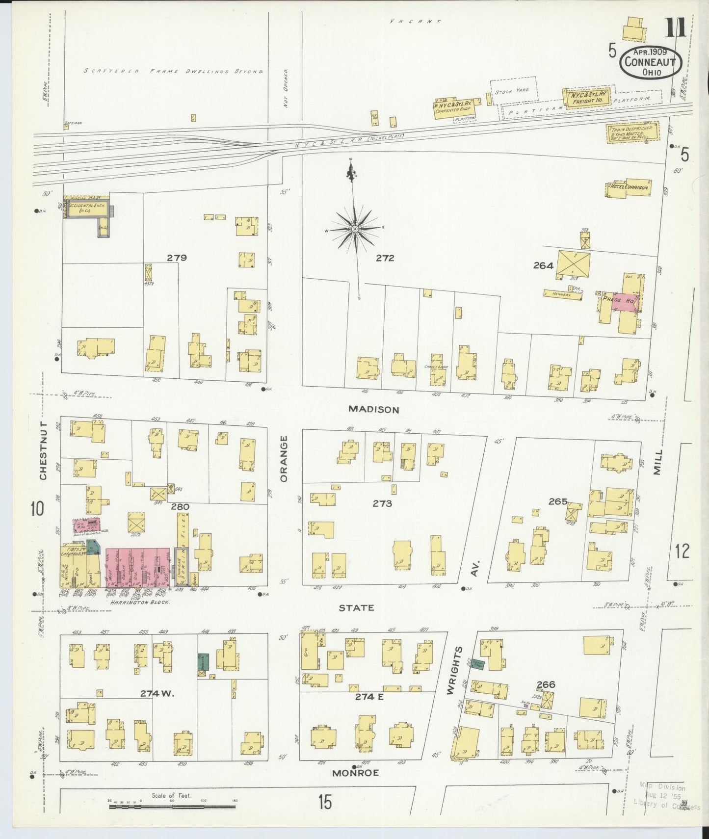 Sanborn Fire Insurance Map from Conneaut, Ashtabula County, Ohio (1909), Sheet #0011 - Complete Map Set gallery image, historic Sanborn map, vintage wall art, Ohio Ohio