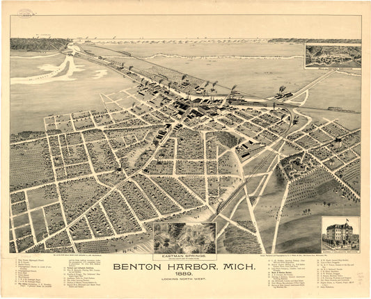 Benton Harbor, Mich. 1889. (1889) – Historic Bird’s-Eye View Panorama Print