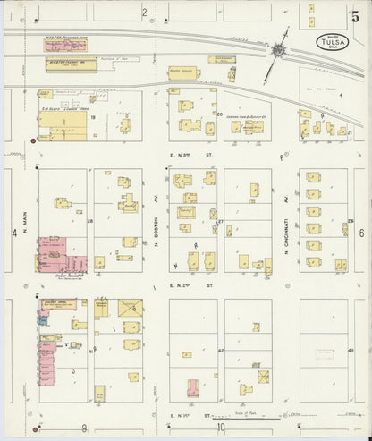 Sanborn Fire Insurance Map from Tulsa, Tulsa County, Oklahoma (1911), Sheet #0005 - Complete Map Set gallery image, historic Sanborn map, vintage wall art, Oklahoma Oklahoma