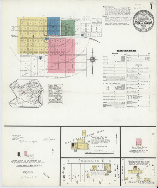 Sanborn Fire Insurance Map from Santa Anna, Coleman County, Texas (1921), Sheet #0001 - Complete Map Set gallery image, historic Sanborn map, vintage wall art, Texas Texas