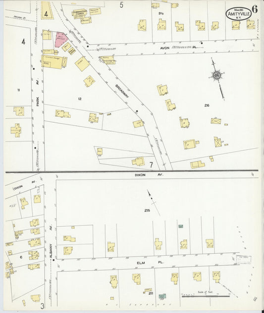 Sanborn Fire Insurance Map from Amityville, Suffolk County, New York (1910), Sheet #0006 - Historic Sanborn Fire Insurance Map Print, vintage old map wall art, antique decor, genealogy gift, New York New York map