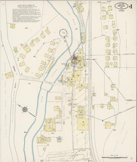 Sanborn Fire Insurance Map from Drain, Douglas County, Oregon (1920), Sheet #0004 - Historic Sanborn Fire Insurance Map Print, vintage old map wall art, antique decor, genealogy gift, Oregon Oregon map