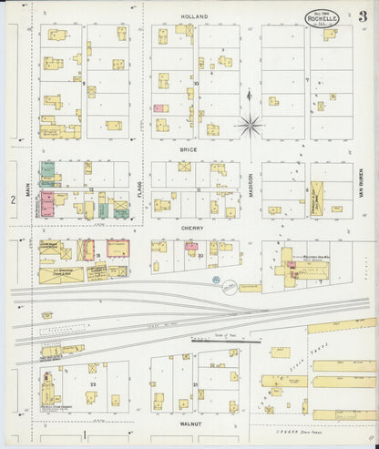 Sanborn Fire Insurance Map from Rochelle, Ogle County, Illinois (1904), Sheet #0003 - Complete Map Set gallery image, historic Sanborn map, vintage wall art, Illinois Illinois
