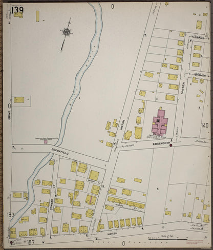 Sanborn Fire Insurance Map from Worcester, Worcester County, Massachusetts (1910), Sheet #0139 - Historic Sanborn Fire Insurance Map Print, vintage old map wall art, antique decor, genealogy gift, Massachusetts Massachusetts map