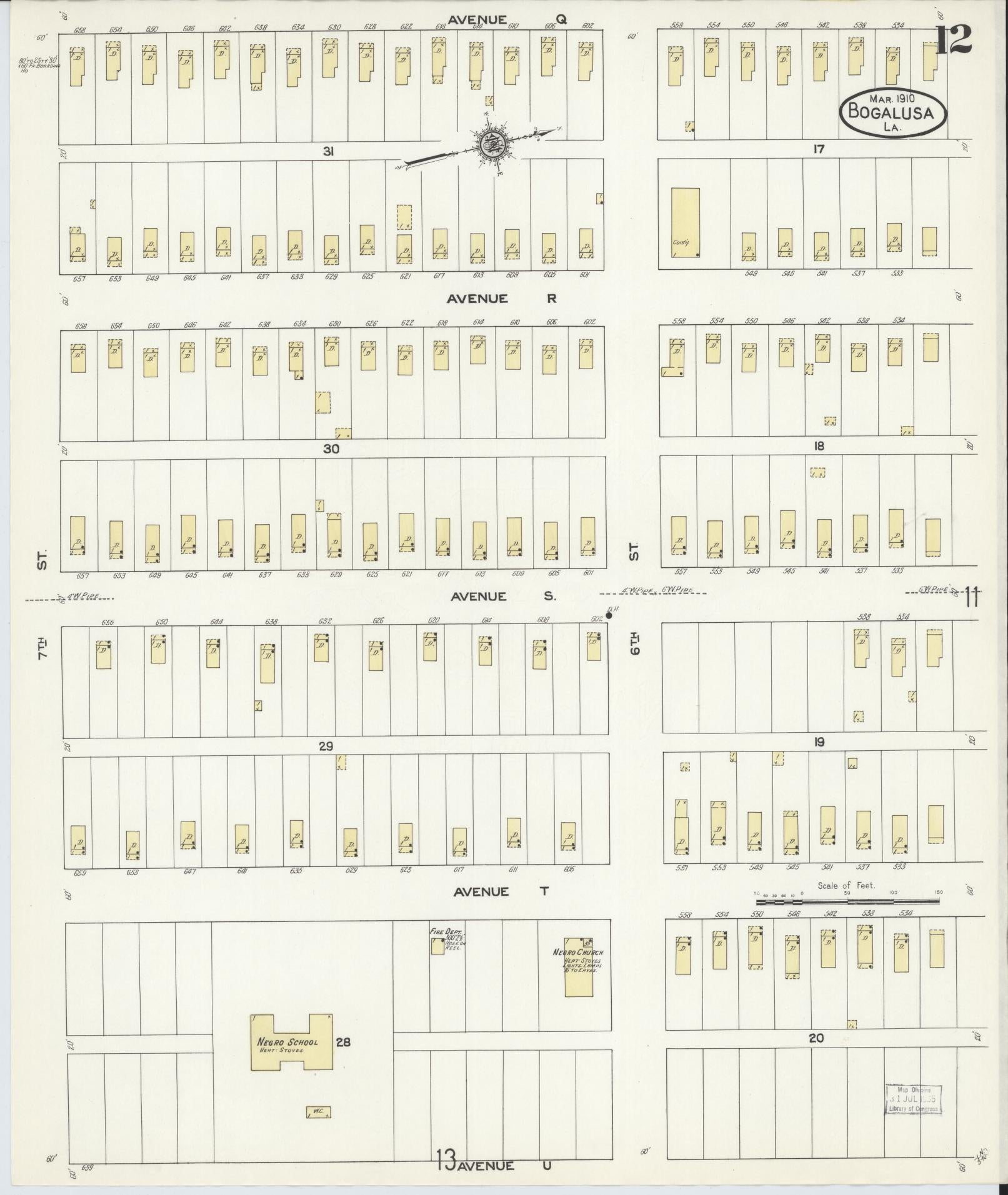 Sanborn Fire Insurance Map from Bogalusa, Washington Parish, Louisiana (1910), Sheet #0012 - Complete Map Set gallery image, historic Sanborn map, vintage wall art, Louisiana Louisiana