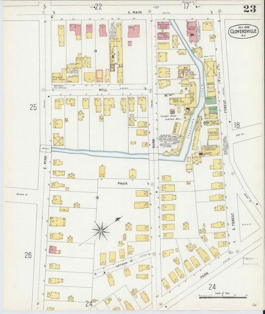 Sanborn Fire Insurance Map from Gloversville, Fulton County, New York (1902), Sheet #0023 - Historic Sanborn Fire Insurance Map Print, vintage old map wall art, antique decor, genealogy gift, New York New York map