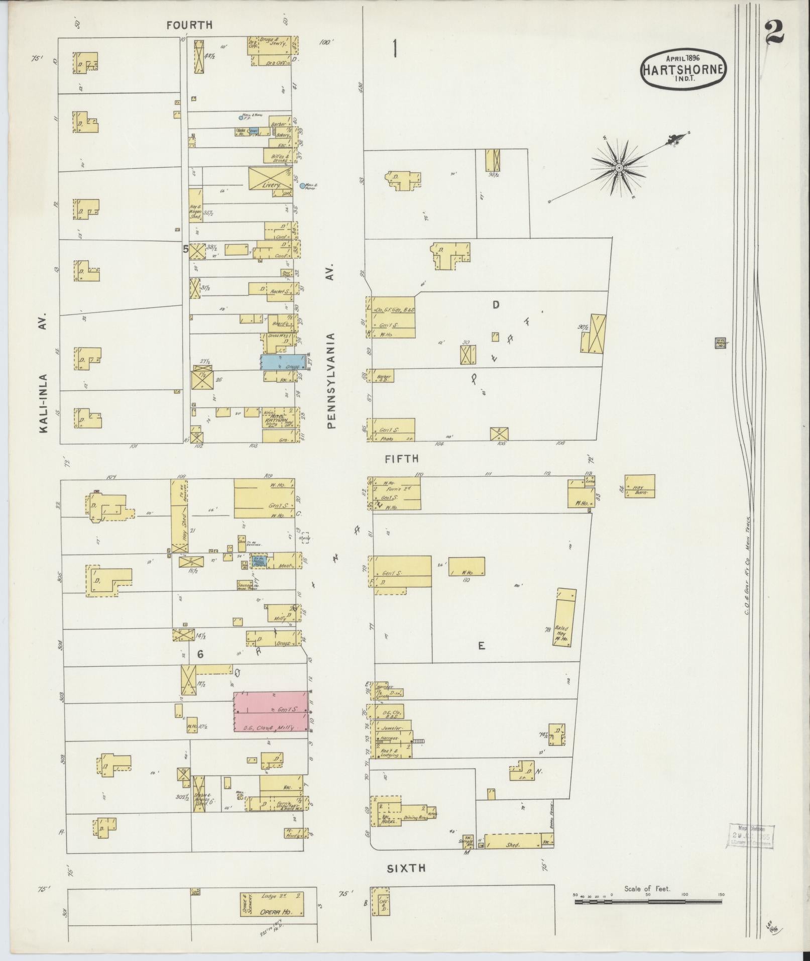 Sanborn Fire Insurance Map from Hartshorne, Pittsburg County, Oklahoma (1896), Sheet #0002 - Complete Map Set gallery image, historic Sanborn map, vintage wall art, Oklahoma Oklahoma