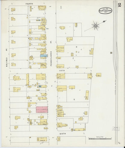 Sanborn Fire Insurance Map from Hartshorne, Pittsburg County, Oklahoma (1896), Sheet #0002 - Complete Map Set gallery image, historic Sanborn map, vintage wall art, Oklahoma Oklahoma