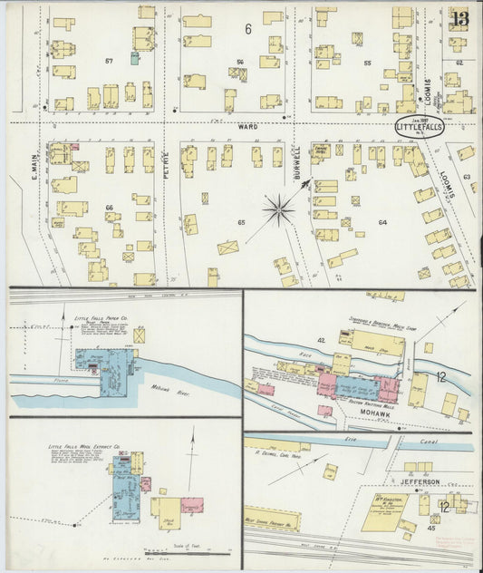 Sanborn Fire Insurance Map from Little Falls, Herkimer County, New York (1897), Sheet #0013 - Historic Sanborn Fire Insurance Map Print, vintage old map wall art, antique decor, genealogy gift, New York New York map