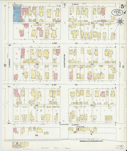Sanborn Fire Insurance Map from Peru, Miami County, Indiana (1906), Sheet #0005 - Historic Sanborn Fire Insurance Map Print, vintage old map wall art, antique decor, genealogy gift, Indiana Indiana map