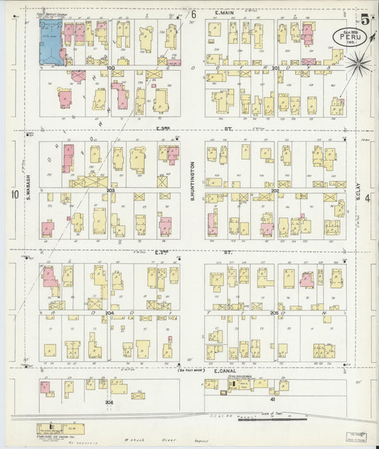 Sanborn Fire Insurance Map from Peru, Miami County, Indiana (1906), Sheet #0005 - Historic Sanborn Fire Insurance Map Print, vintage old map wall art, antique decor, genealogy gift, Indiana Indiana map