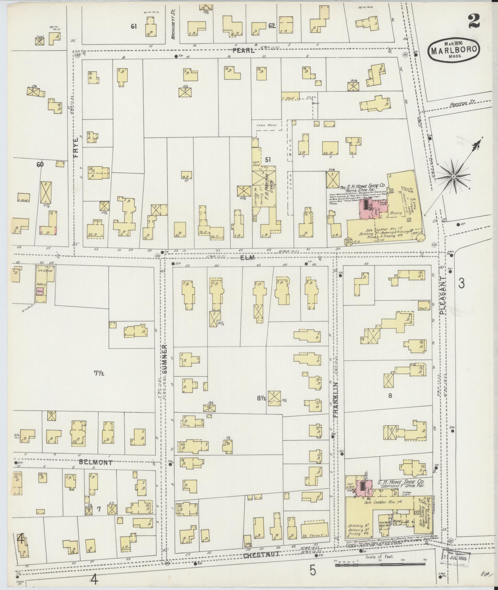 Sanborn Fire Insurance Map from Marlborough, Middlesex County, Massachusetts (1896), Sheet #0002 - Historic Sanborn Fire Insurance Map Print, vintage old map wall art, antique decor, genealogy gift, Massachusetts Massachusetts map