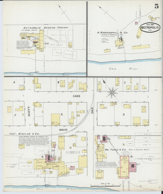 Sanborn Fire Insurance Map from Metropolis, Massac County, Illinois (1892), Sheet #0005 - Historic Sanborn Fire Insurance Map Print, vintage old map wall art, antique decor, genealogy gift, Illinois Illinois map