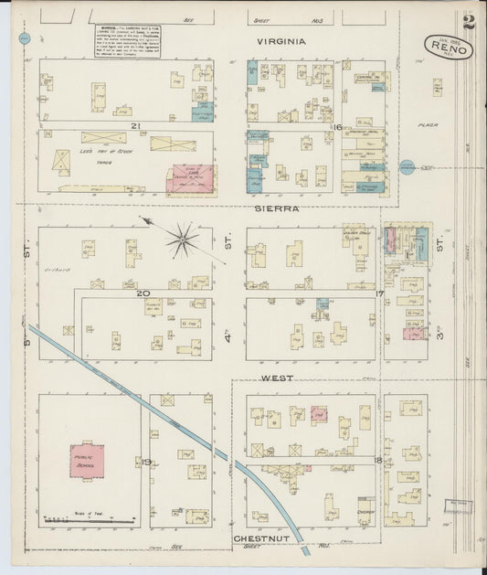 Sanborn Fire Insurance Map from Reno, Washoe County, Nevada (1885), Sheet #0002 - Historic Sanborn Fire Insurance Map Print, vintage old map wall art, antique decor, genealogy gift, Nevada Nevada map