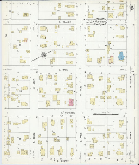 Sanborn Fire Insurance Map from Morrison, Whiteside County, Illinois (1912), Sheet #0006 - Historic Sanborn Fire Insurance Map Print, vintage old map wall art, antique decor, genealogy gift, Illinois Illinois map
