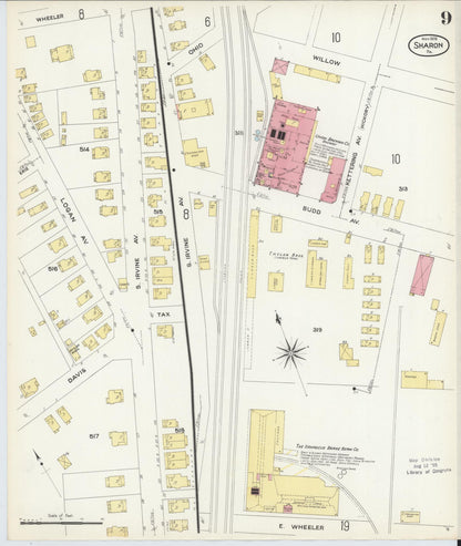 Sanborn Fire Insurance Map from Sharon, Mercer County, Pennsylvania (1908), Sheet #0009 - Complete Map Set gallery image, historic Sanborn map, vintage wall art, Pennsylvania Pennsylvania