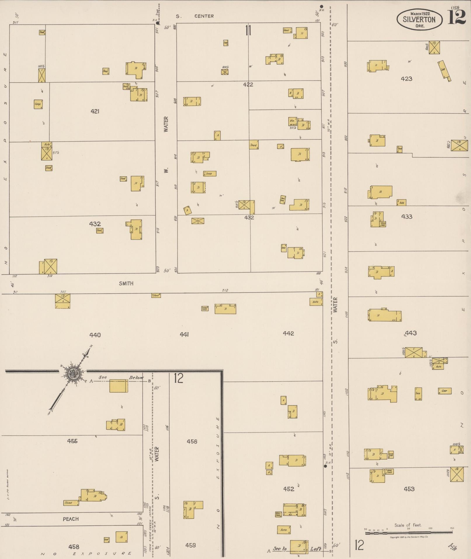 Sanborn Fire Insurance Map from Silverton, Marion County, Oregon (1922), Sheet #0012 - Complete Map Set gallery image, historic Sanborn map, vintage wall art, Oregon Oregon