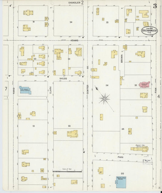 Sanborn Fire Insurance Map from Brownwood, Brown County, Texas (1898), Sheet #0003 - Historic Sanborn Fire Insurance Map Print, vintage old map wall art, antique decor, genealogy gift, Texas Texas map