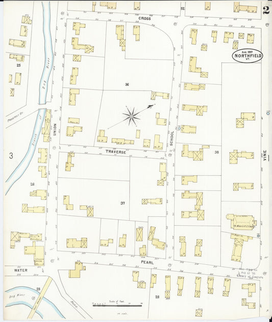 Sanborn Fire Insurance Map from Northfield, Washington County, Vermont (1897), Sheet #0002 - Historic Sanborn Fire Insurance Map Print, vintage old map wall art, antique decor, genealogy gift, Vermont Vermont map