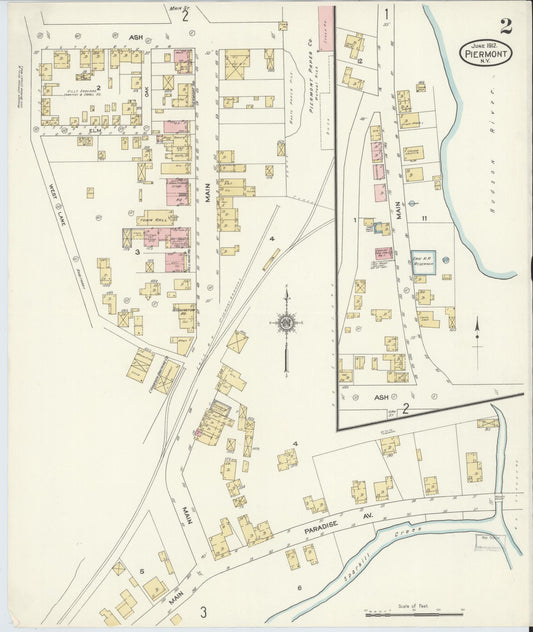 Sanborn Fire Insurance Map from Piermont, Rockland County, New York (1912), Sheet #0002 - Historic Sanborn Fire Insurance Map Print, vintage old map wall art, antique decor, genealogy gift, New York New York map