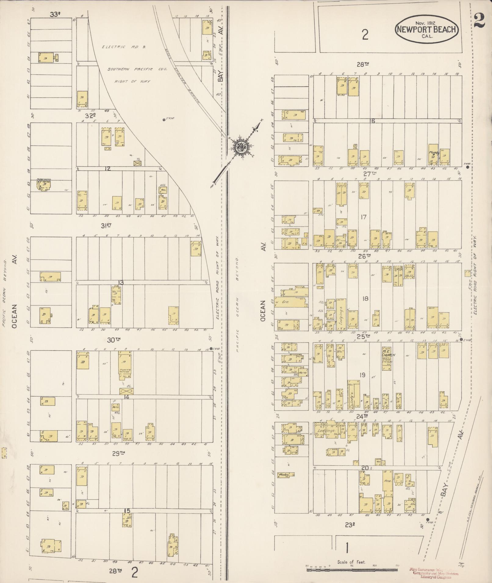 Sanborn Fire Insurance Map from Newport Beach, Orange County, California (1912), Sheet #0002 - Complete Map Set gallery image, historic Sanborn map, vintage wall art, California California