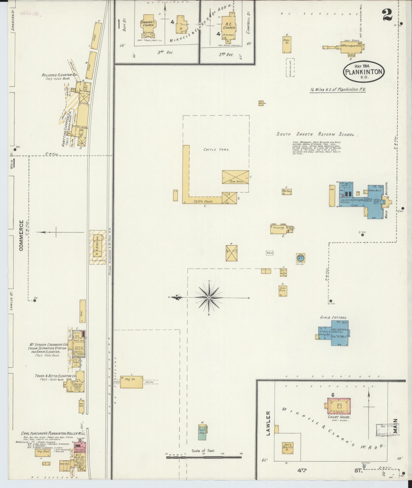 Sanborn Fire Insurance Map from Plankinton, Aurora County, South Dakota (1904), Sheet #0002 - Complete Map Set gallery image, historic Sanborn map, vintage wall art, South Dakota South Dakota