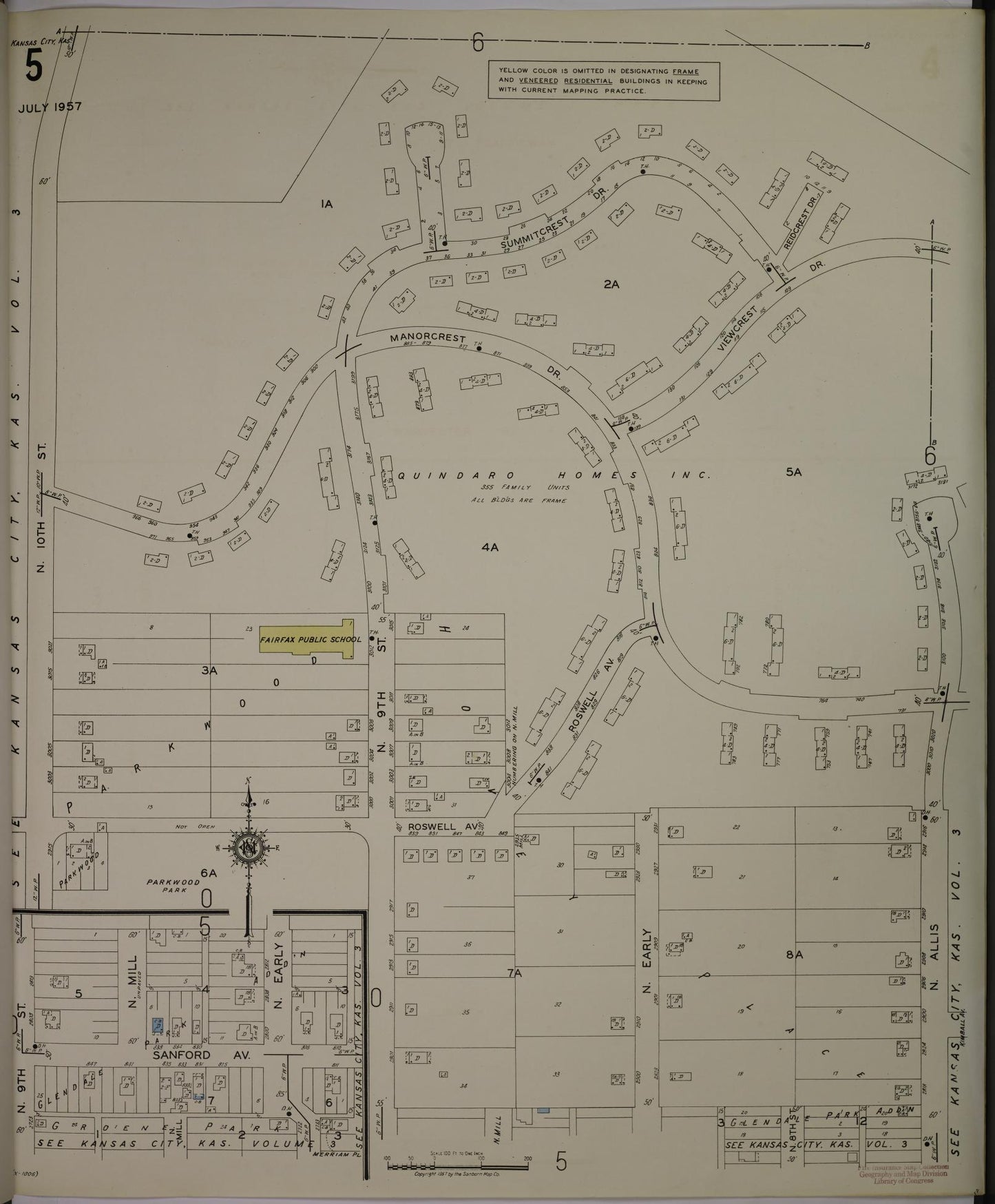 Sanborn Fire Insurance Map from Kansas City, Wyandotte County, Kansas (1957), Sheet #0005 - Complete Map Set gallery image, historic Sanborn map, vintage wall art, Kansas Kansas