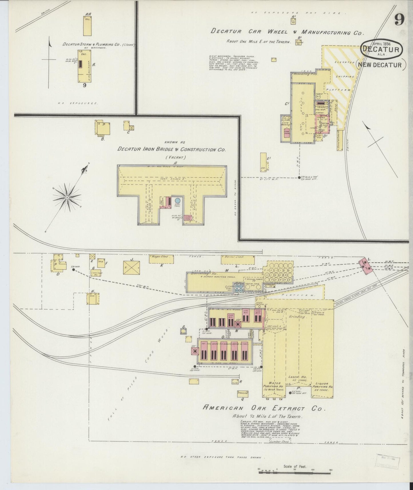 Sanborn Fire Insurance Map from Decatur, Morgan County, Alabama (1894), Sheet #0009 - Complete Map Set gallery image, historic Sanborn map, vintage wall art, Alabama Alabama
