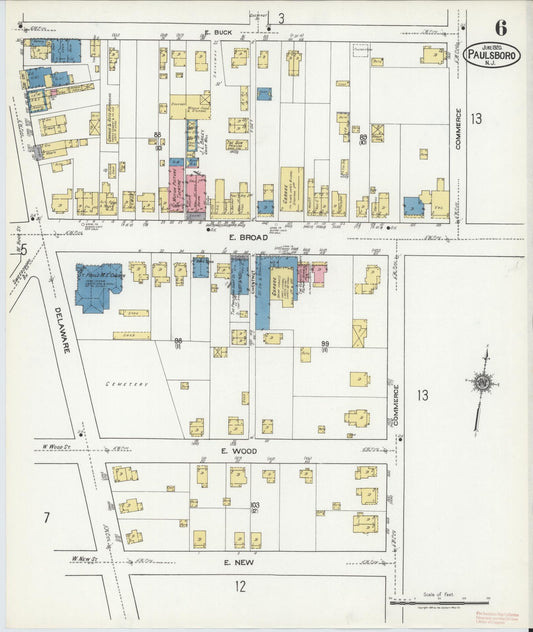 Sanborn Fire Insurance Map from Paulsboro, Gloucester County, New Jersey (1920), Sheet #0006 - Historic Sanborn Fire Insurance Map Print, vintage old map wall art, antique decor, genealogy gift, New Jersey New Jersey map