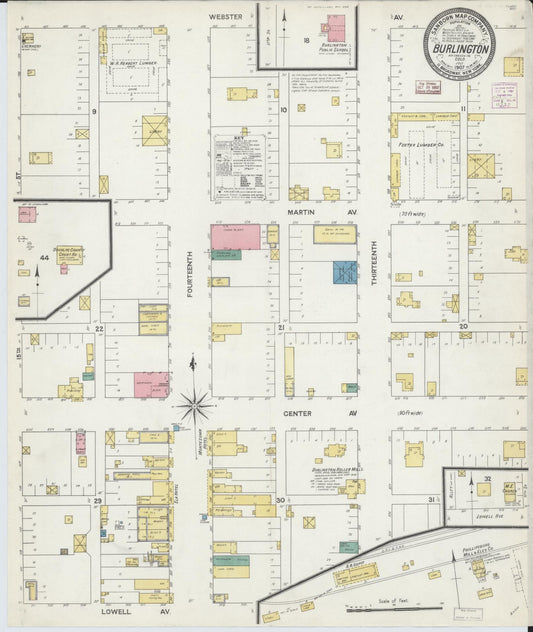 Sanborn Fire Insurance Map from Burlington, Kit Carson County, Colorado (1907), Sheet #0001 - Historic Sanborn Fire Insurance Map Print, vintage old map wall art, antique decor, genealogy gift, Colorado Colorado map