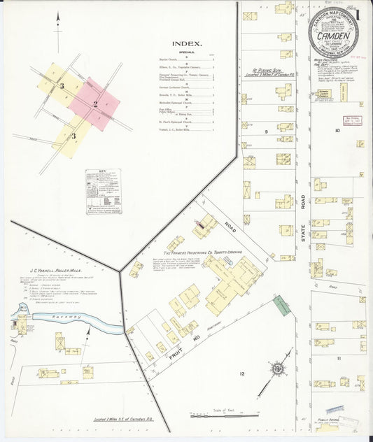 Sanborn Fire Insurance Map from Camden, Kent County, Delaware (1910), Sheet #0001 - Historic Sanborn Fire Insurance Map Print, vintage old map wall art, antique decor, genealogy gift, Delaware Delaware map