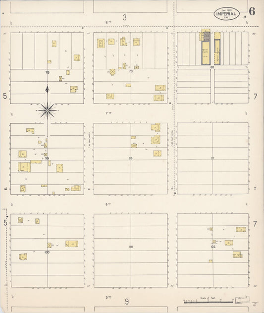 Sanborn Fire Insurance Map from Imperial, Imperial County, California (1910), Sheet #0006 - Historic Sanborn Fire Insurance Map Print, vintage old map wall art, antique decor, genealogy gift, California California map