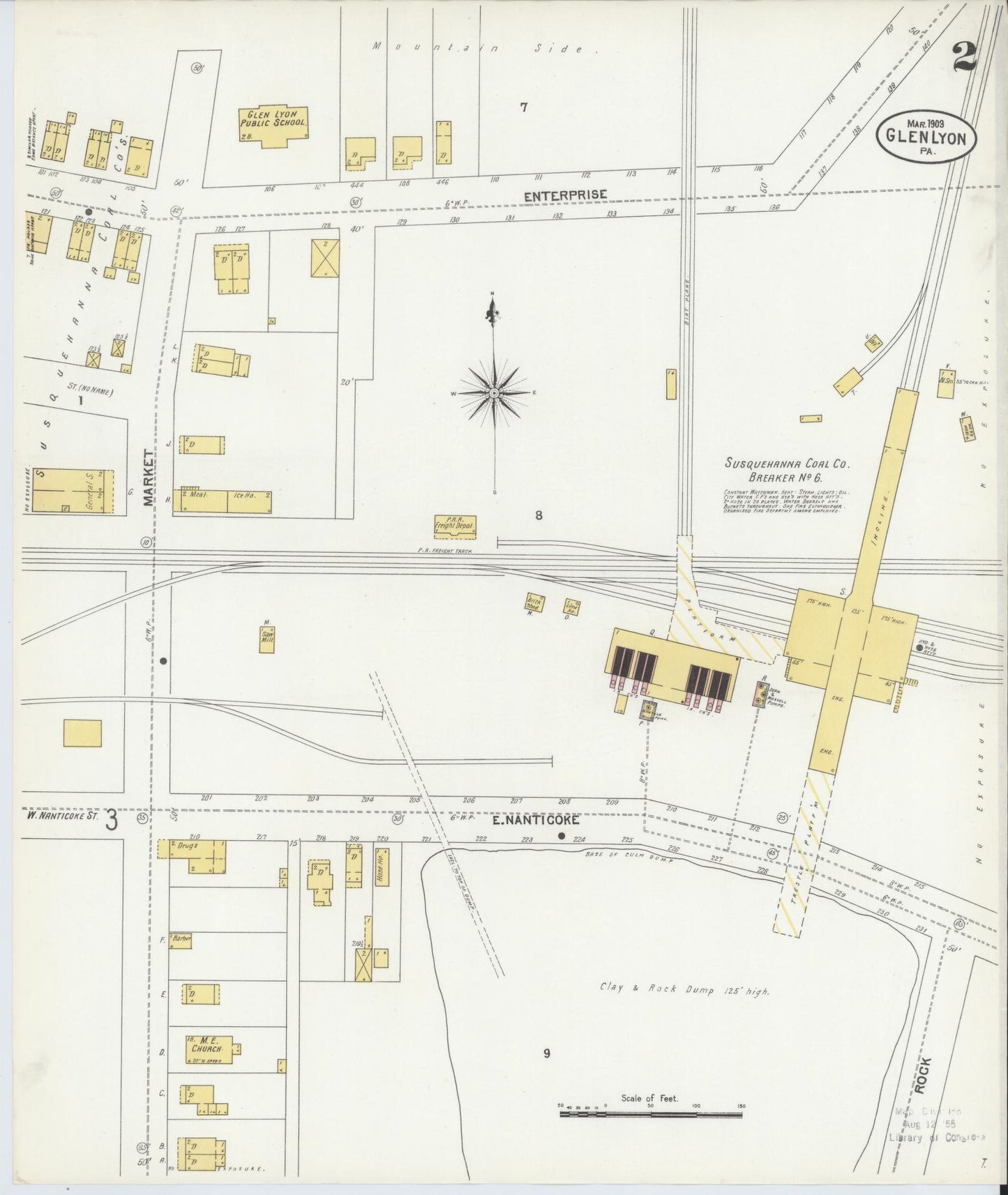 Sanborn Fire Insurance Map from Glen Lyon, Luzerne County, Pennsylvania (1903), Sheet #0002 - Historic Sanborn Fire Insurance Map Print, vintage old map wall art, antique decor, genealogy gift, Pennsylvania Pennsylvania map