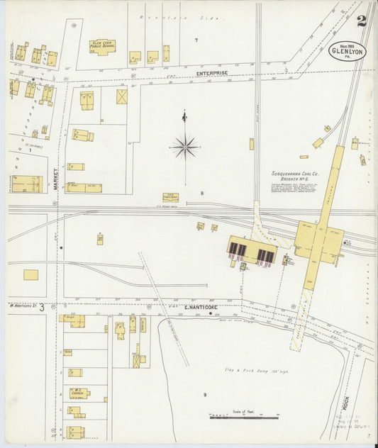 Sanborn Fire Insurance Map from Glen Lyon, Luzerne County, Pennsylvania (1903), Sheet #0002 - Historic Sanborn Fire Insurance Map Print, vintage old map wall art, antique decor, genealogy gift, Pennsylvania Pennsylvania map