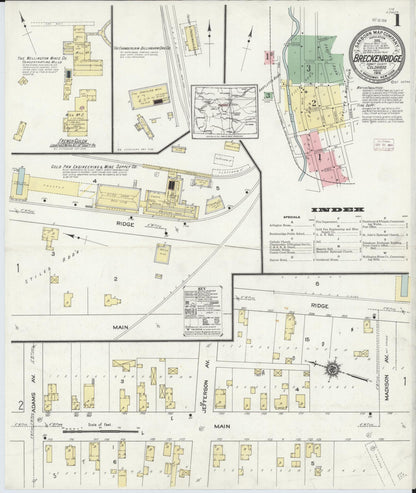 Sanborn Fire Insurance Map from Breckenridge, Summit County, Colorado (1914), Sheet #0001 - Complete Map Set gallery image, historic Sanborn map, vintage wall art, Colorado Colorado