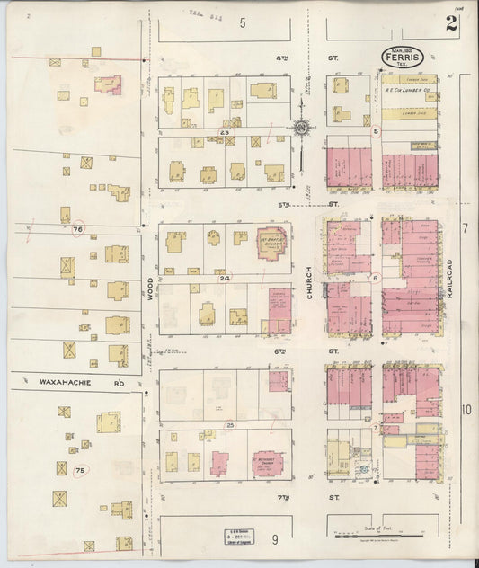 Sanborn Fire Insurance Map from Ferris, Ellis County, Texas (1941), Sheet #0002 - Historic Sanborn Fire Insurance Map Print, vintage old map wall art, antique decor, genealogy gift, Texas Texas map